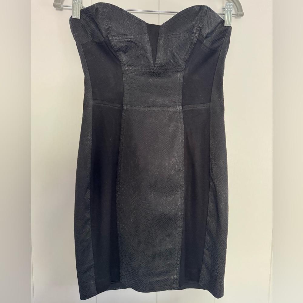 Bebe Elegant Black Strapless Mini Dress SZ S